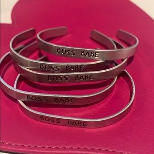 Silver Hand Stamped Bracelet - BOSS BABE